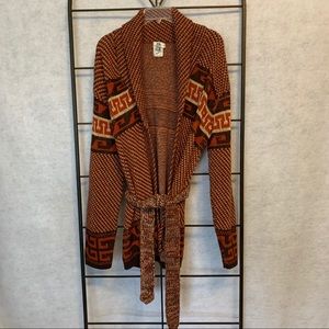 Kennington Vintage Open Front Cardigan. Belted XL.